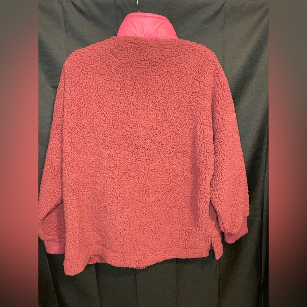 NWOT Aerie Dream Sherpa Quarter Zip Sweatshirt - Brick Stone - Size Large - Picture 12 of 15